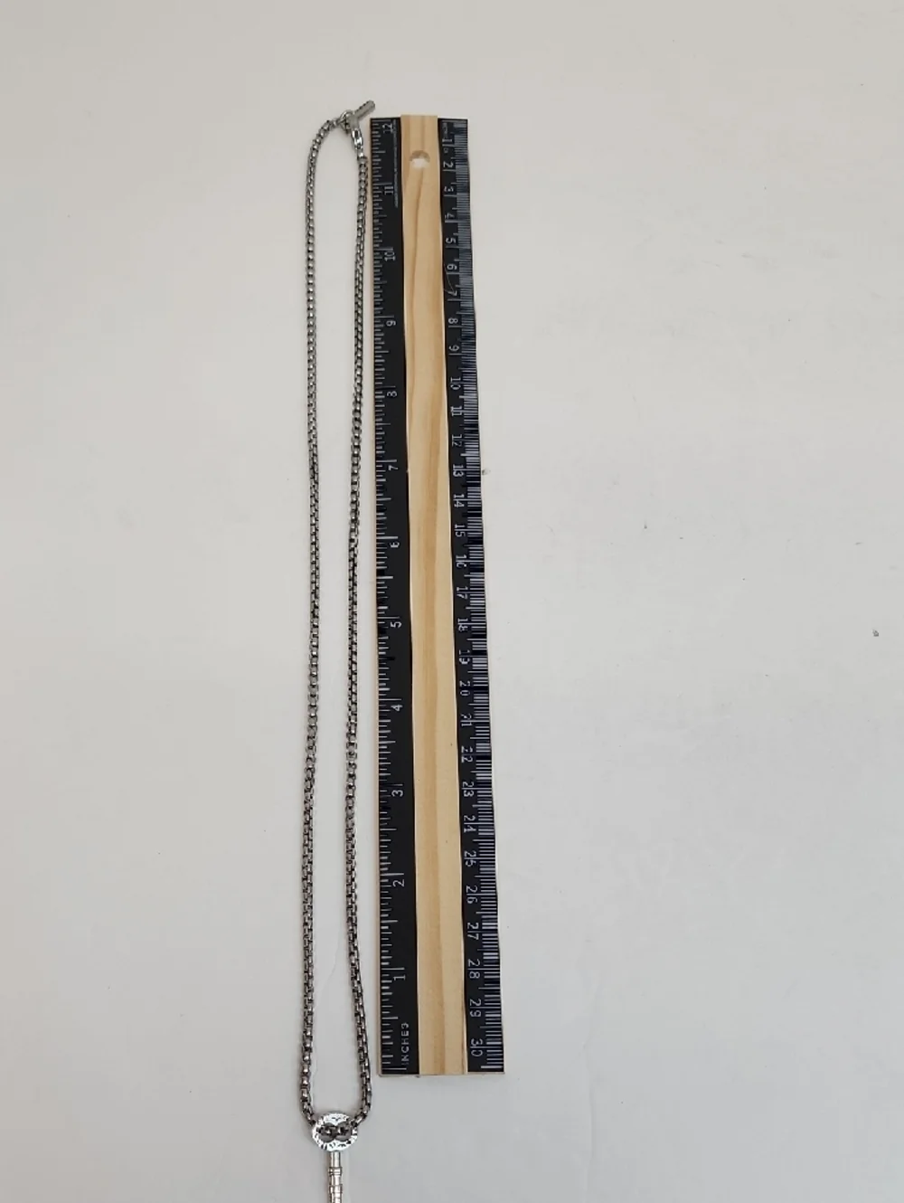 DKNY Silver Tone Key Pendant Necklace Minimalist Chain